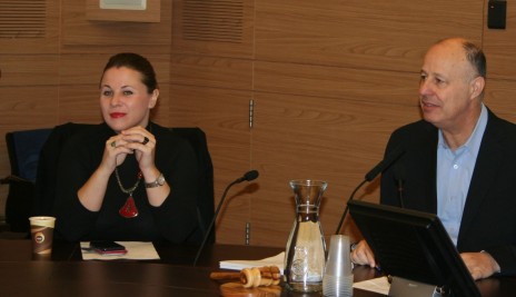 חברי-הכנסת צחי הנגבי וקסניה סבטלובה בדיון בוועדת החוץ והביטחון, 2.2.16 (צילום: אורן פרסיקו)